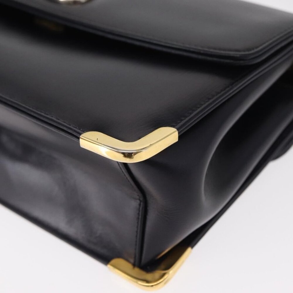 Authentic Christian Dior Shoulder Bag Leather Navy Gold - Picture 6 of 16